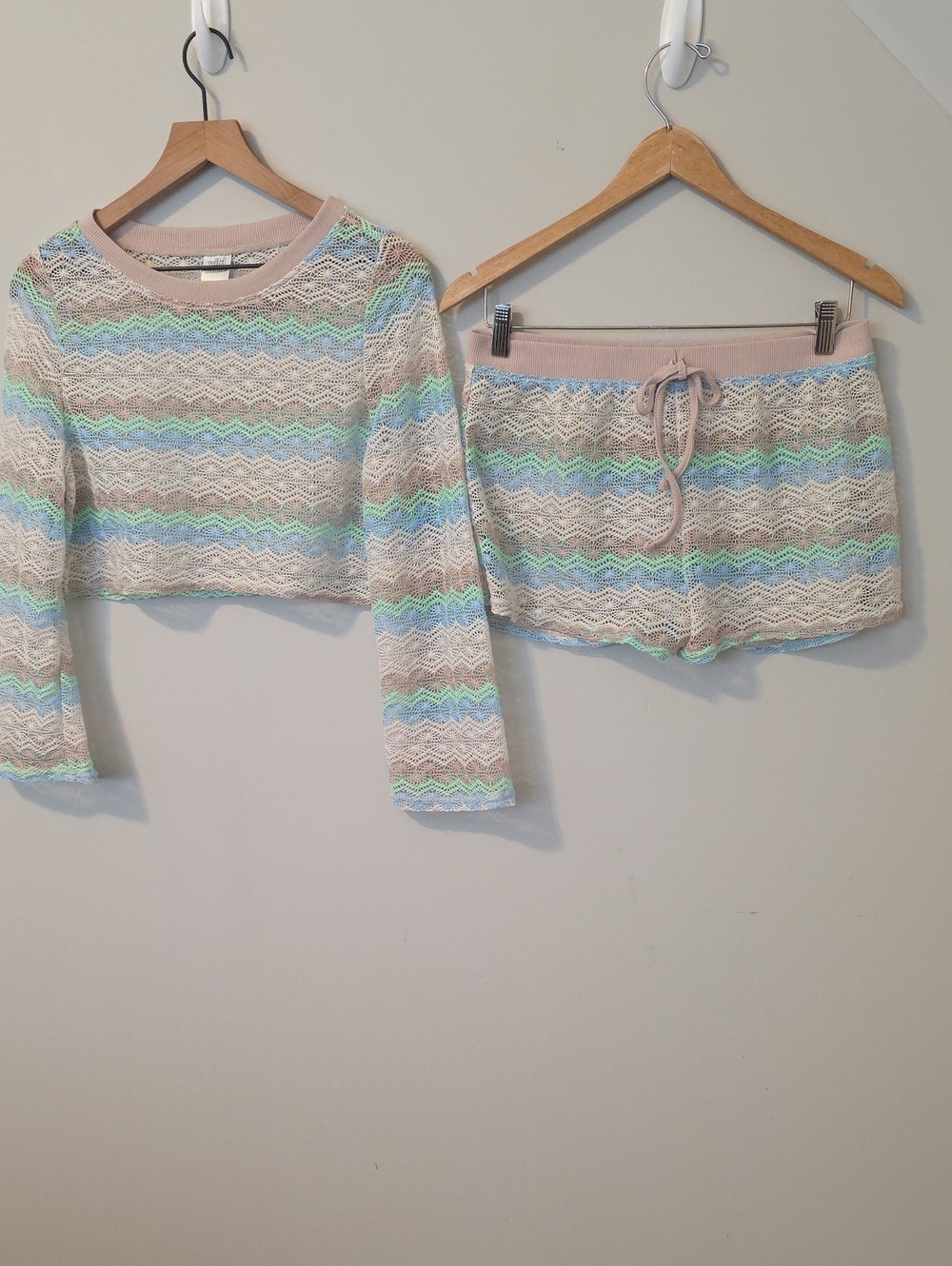 Wild Fable Crochet Multi Color Crop Top Shorts Set Medium